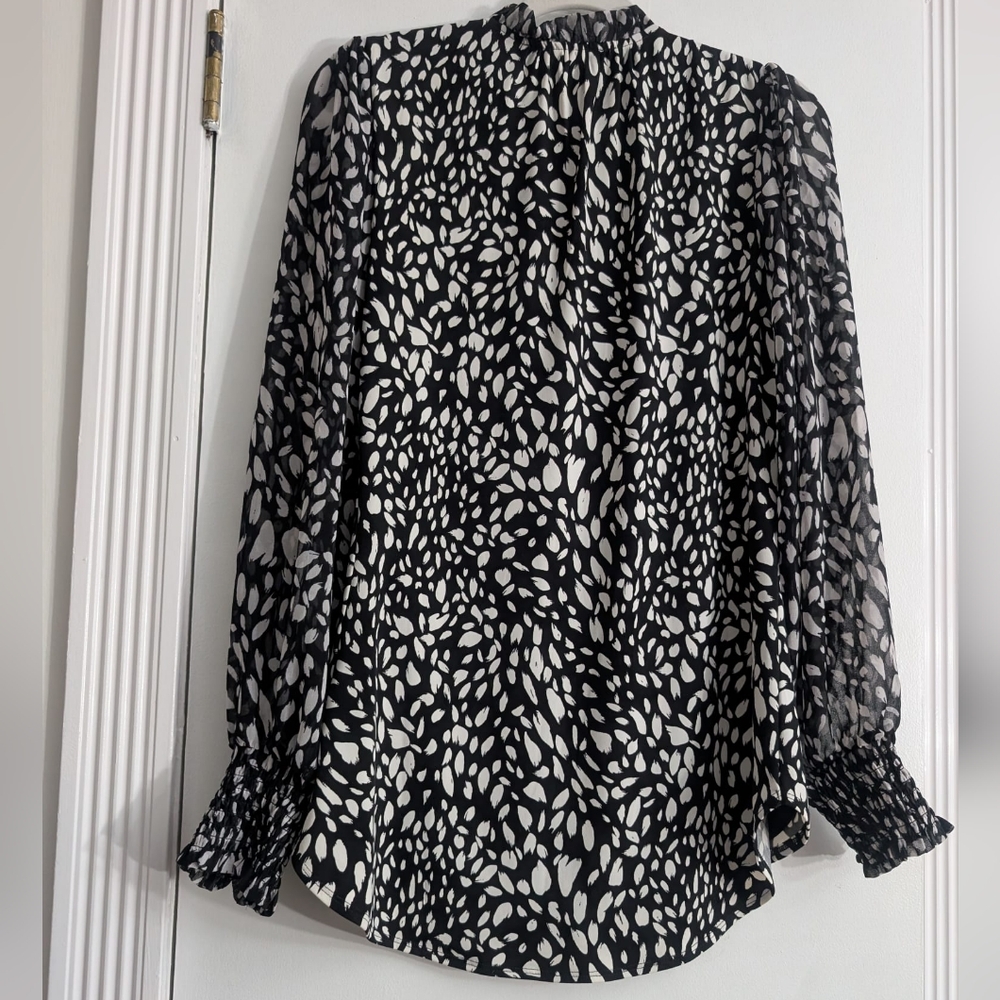 White House Black Market Womens Tunic Layered Top Size S Tie Hight Neck Jersey - Picture 7 of 9